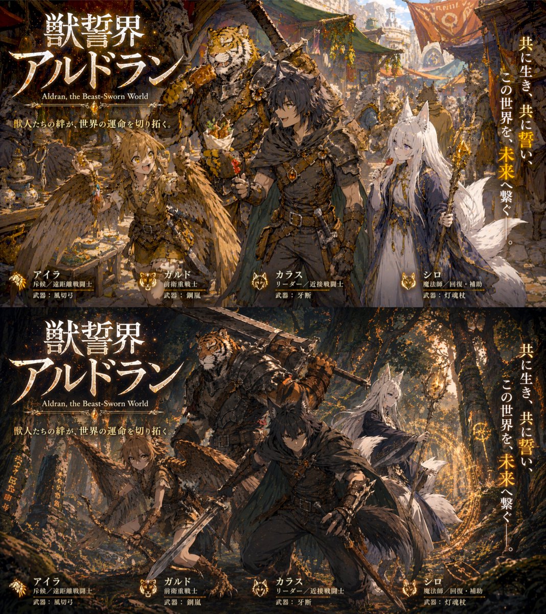 双联画幅 RPG 概念艺术 AI image prompt result