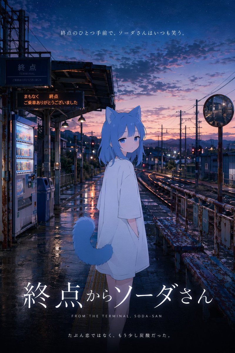 电影感动漫风火车站海报 AI image prompt result