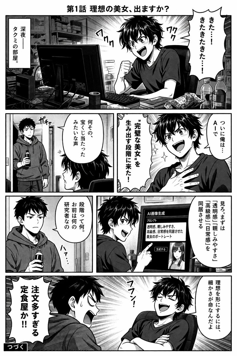 AI 绘画漫画页面 AI image prompt example