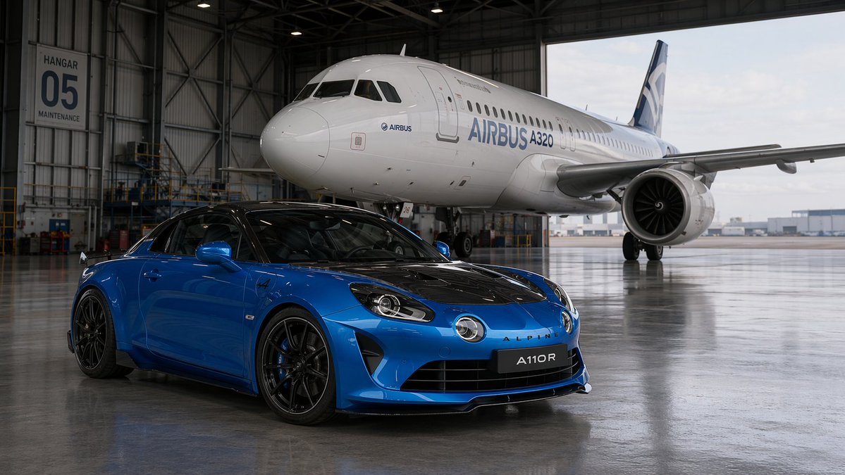 Sports Car and Airliner in Hangar AI image prompt result