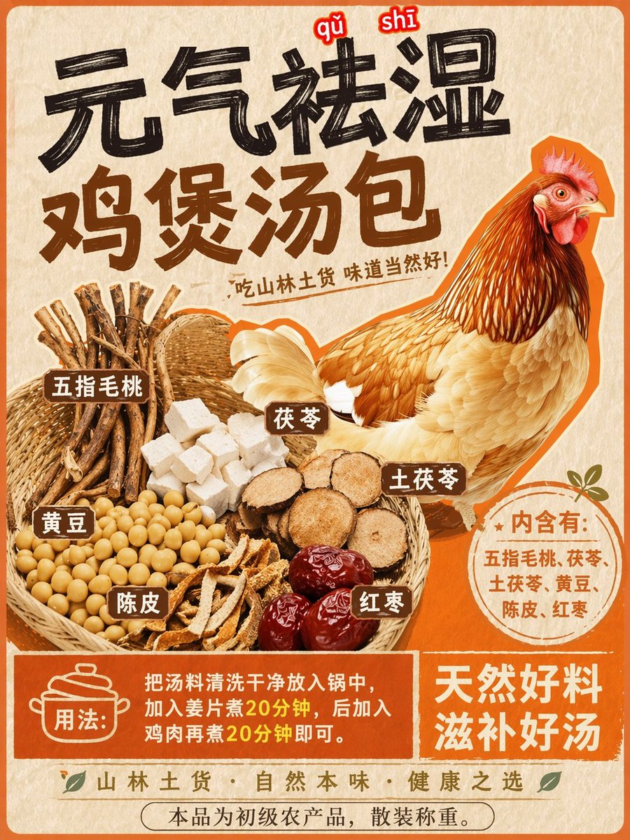 Herbal Chicken Soup Label Transformation AI image prompt result