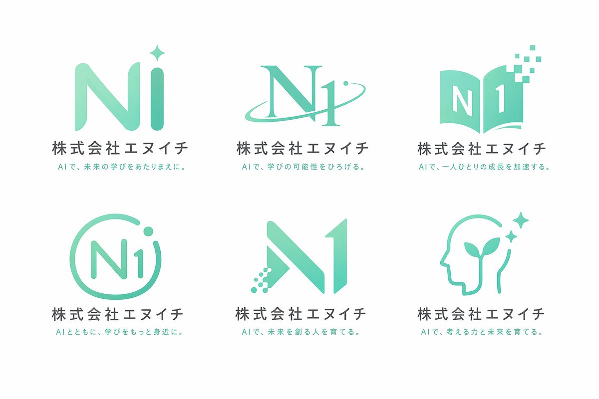 6 格企业 Logo 设计概念表 AI image prompt example