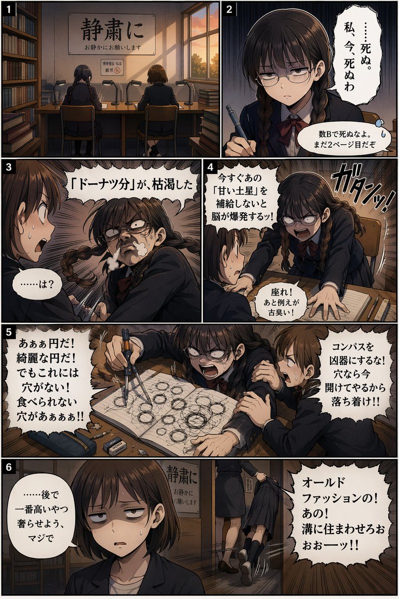 6 格喜剧漫画页面 AI image prompt example