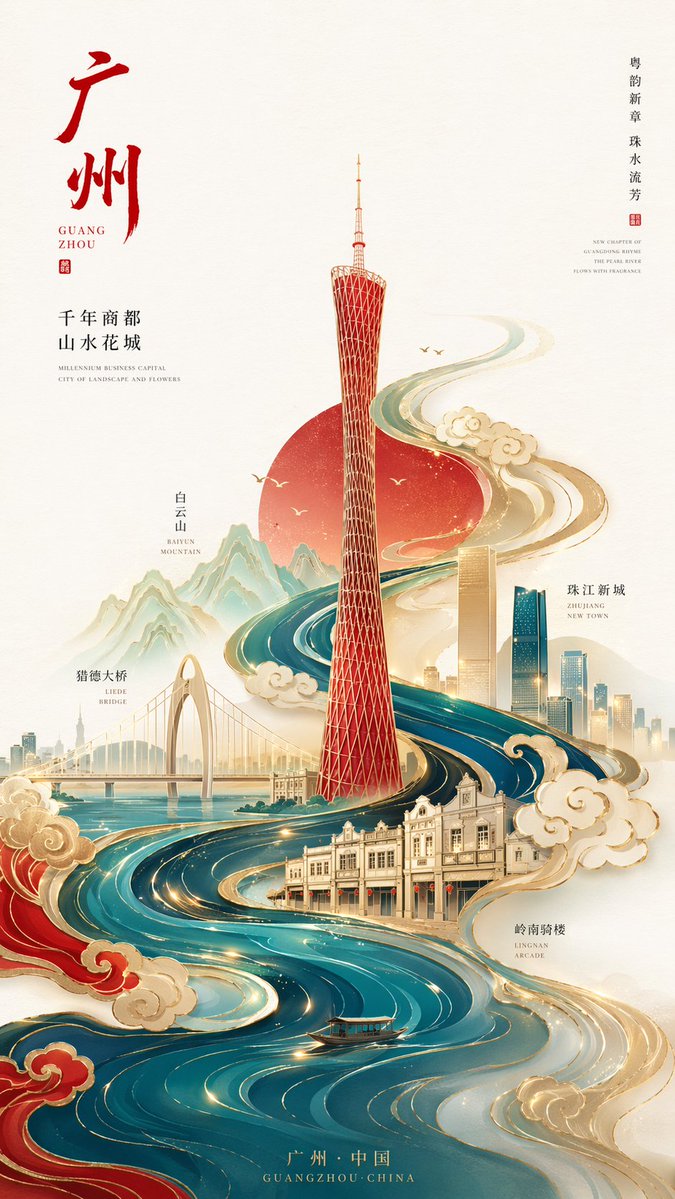 极简城市海报提示词 AI image prompt result