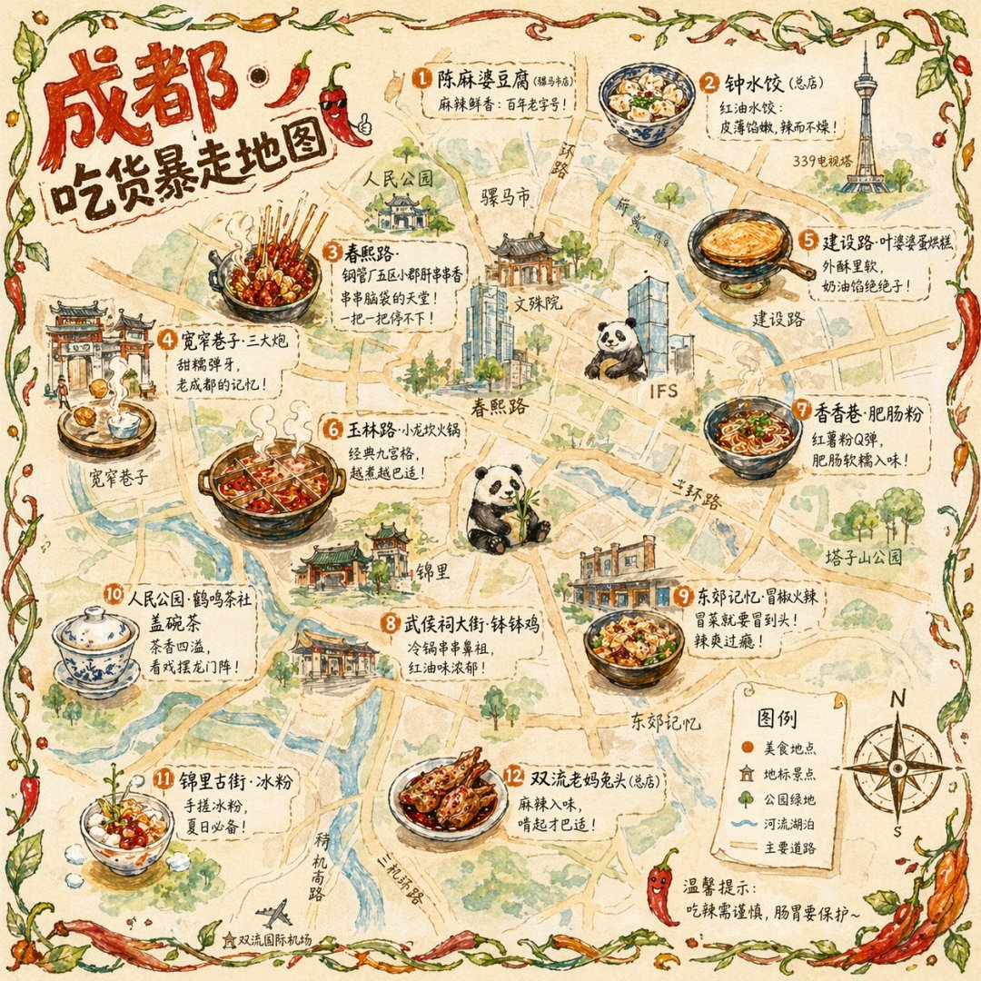 Illustrated City Food Map AI image prompt result