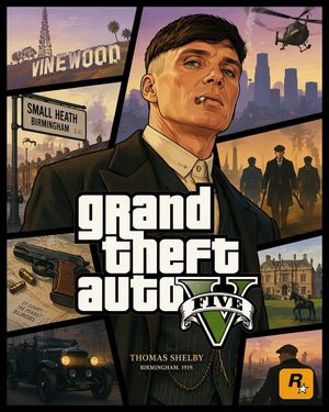 GTA V 风格跨界封面艺术 AI image prompt result