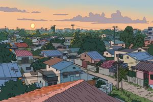 Ligne Claire 郊区景观 AI image prompt result
