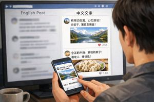 跨设备社交媒体信息流 AI image prompt example