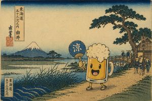 Ukiyo-e Mascot Landscape AI image prompt result