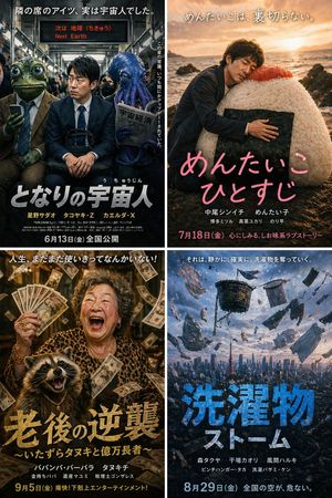 4-Panel Parody Movie Poster Grid AI image prompt result
