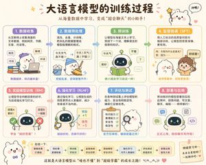 可爱的中文大语言模型训练流程图 AI image prompt result