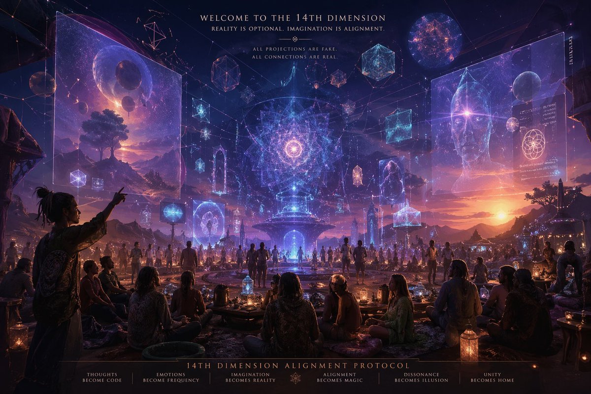 A dusk shindig with multiple fake imagination projections all aligned in the 1… AI image prompt example