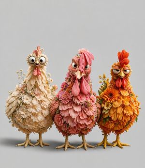 花卉小鸡三人组肖像 AI image prompt result