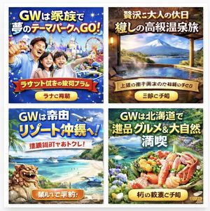 四款日本旅游广告海报 AI image prompt result