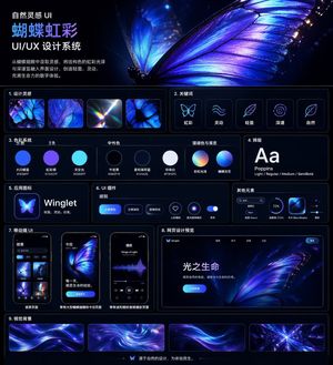 Iridescent Butterfly UI System 项目 AI image prompt result