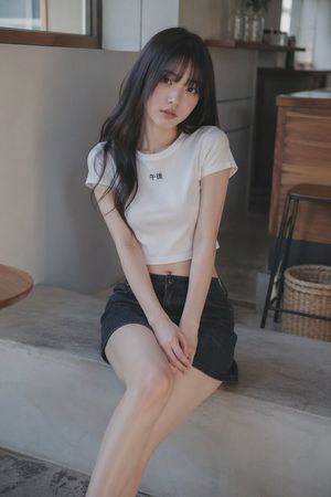 咖啡馆柔光年轻女性肖像 AI image prompt result
