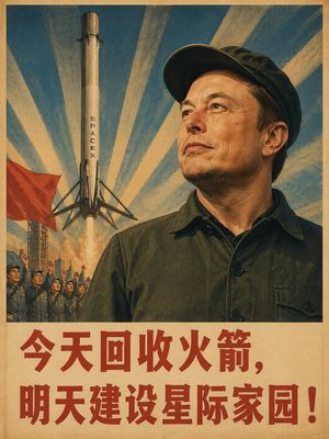 复古中国风 SpaceX 宣传海报 AI image prompt result