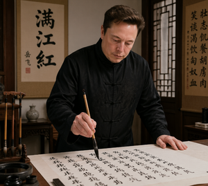 照片级真实感的书法学者场景 AI image prompt result