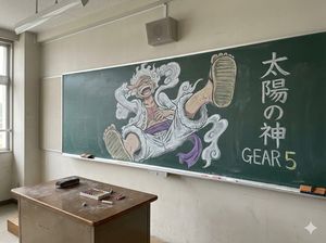 Gear 5 黑板教室壁画 AI image prompt result