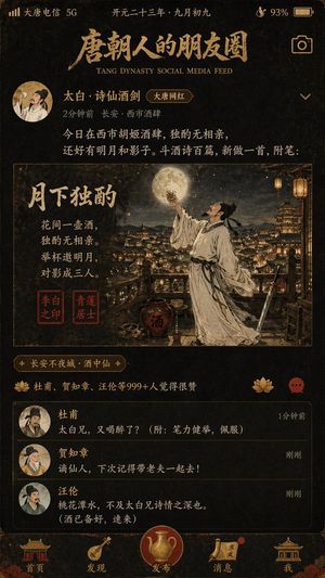 大唐风社交媒体动态海报 AI image prompt result