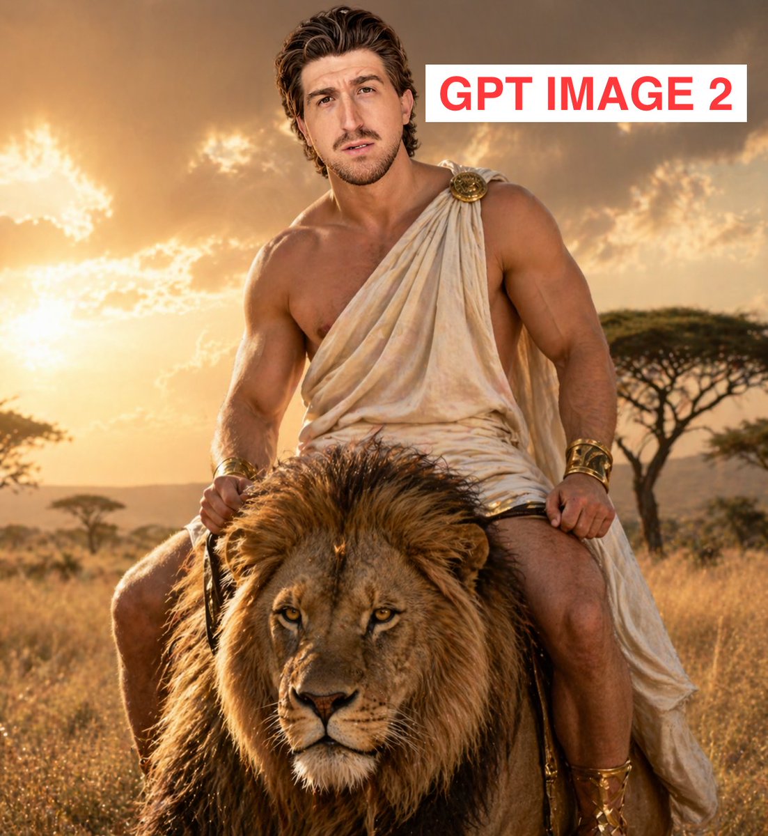 Greek God Riding a Lion AI image prompt result