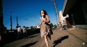 低角度奔跑女性街拍 AI image prompt result