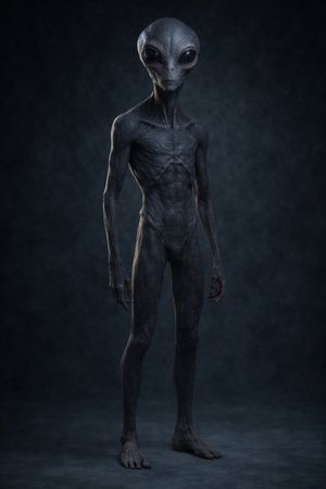 深谷中的写实外星人 AI image prompt result