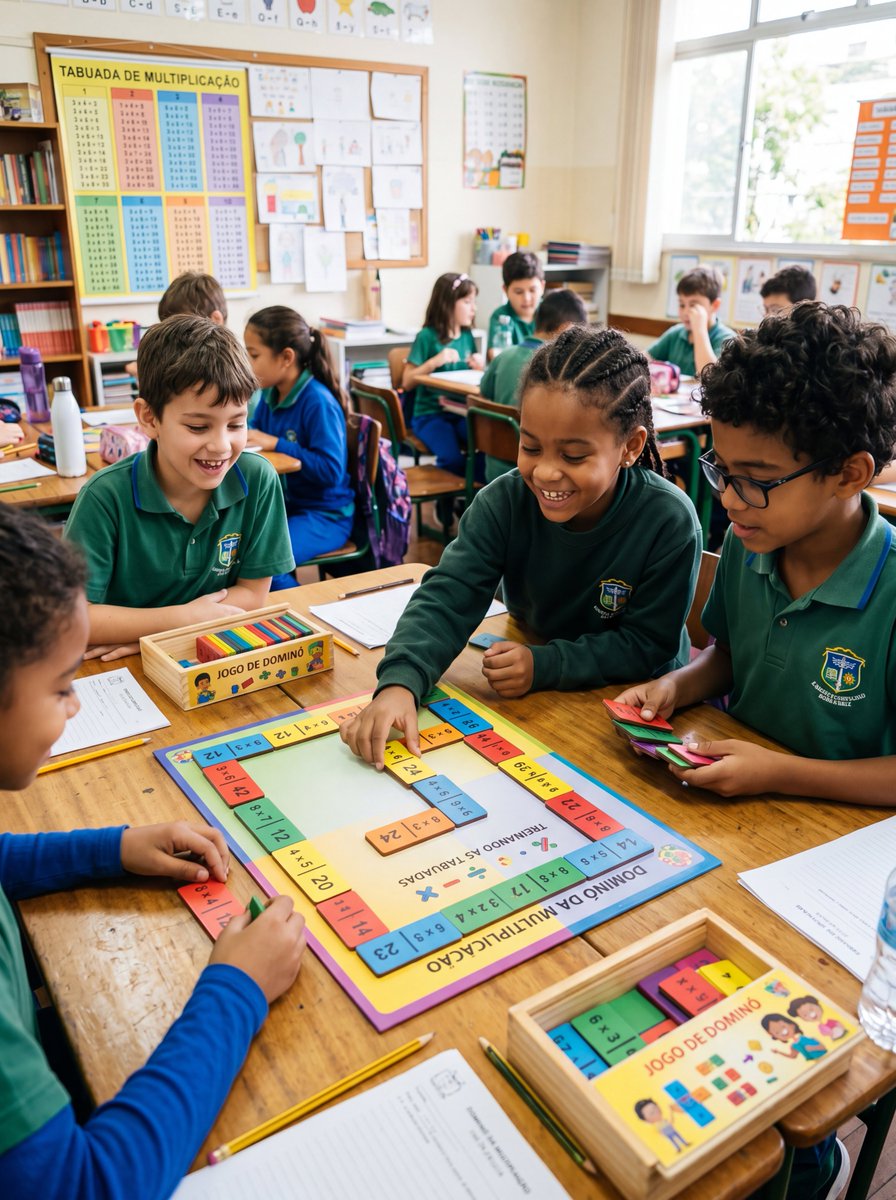 Multiplication Domino Classroom Activity AI image prompt example