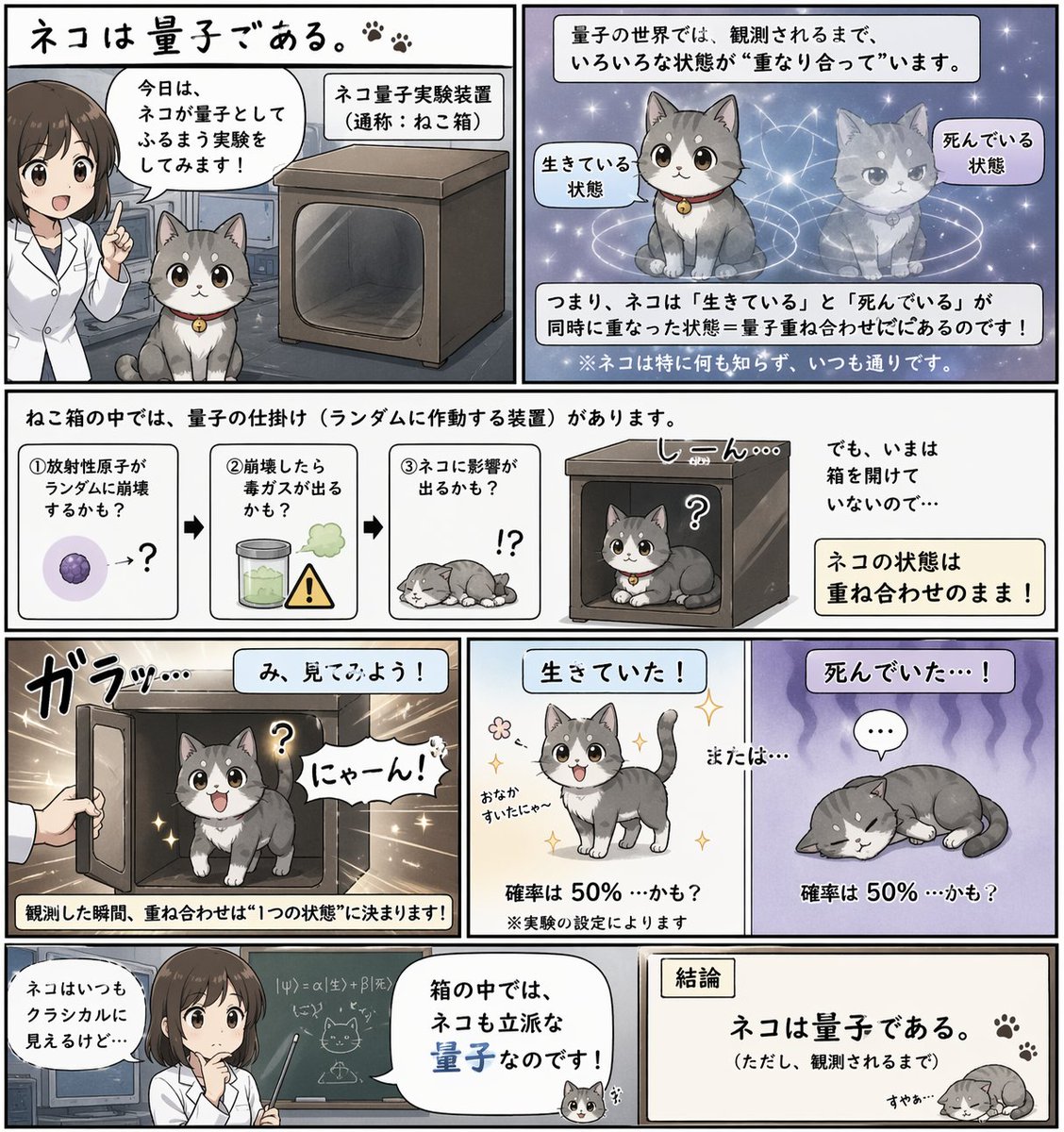 Quantum Cat Manga AI image prompt example