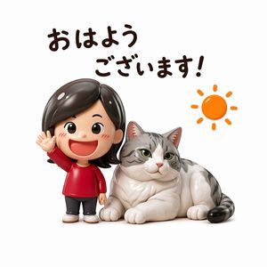可爱早安问候人偶贴纸 AI image prompt result