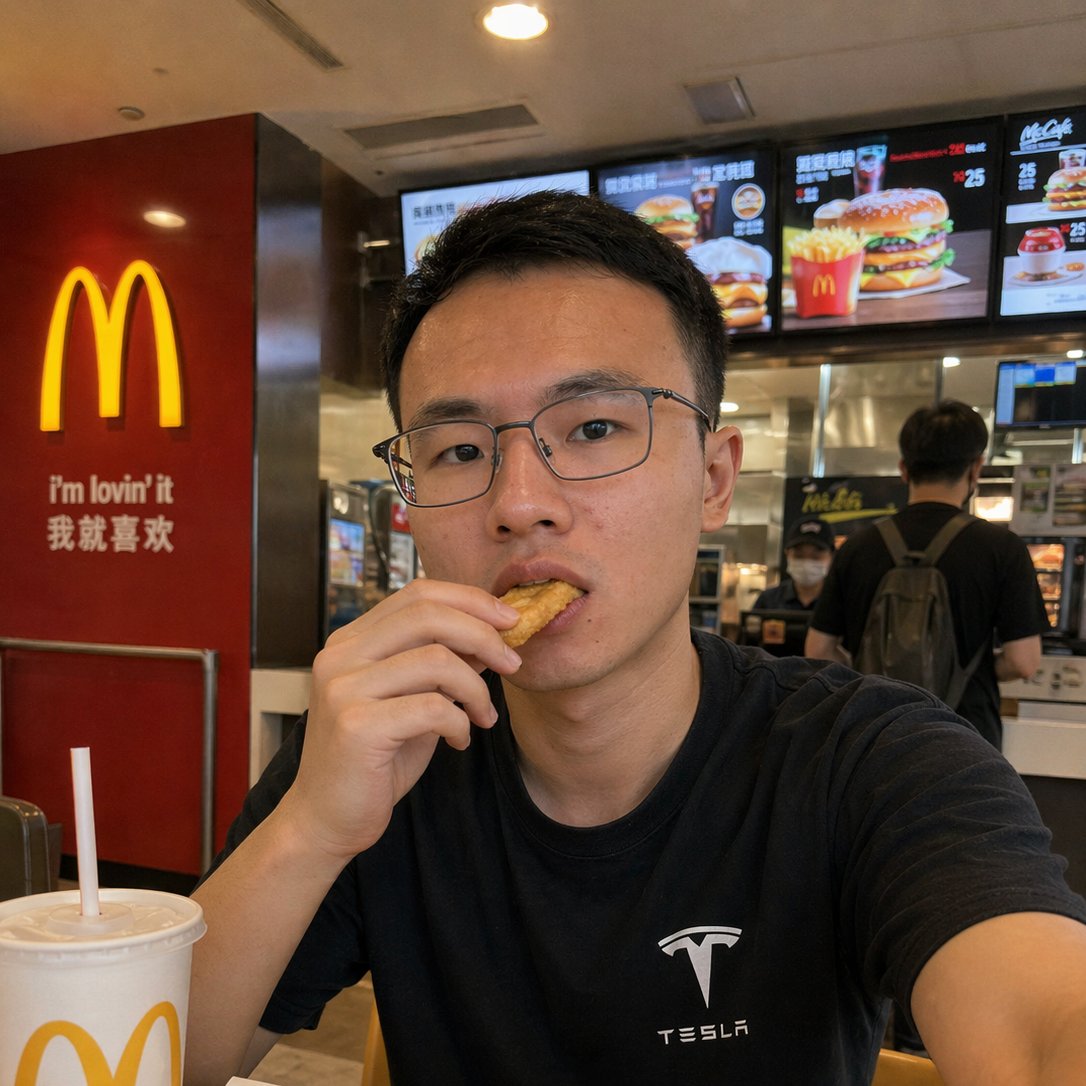 Realistic McDonald's Selfie Portrait AI image prompt result