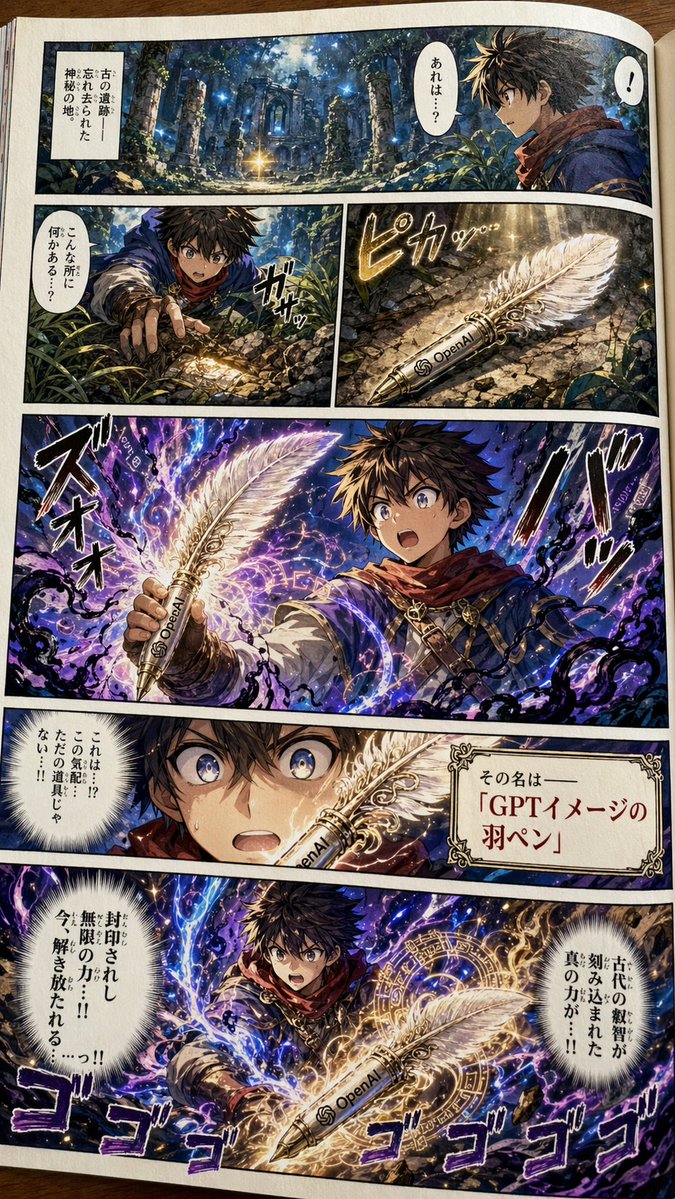 Colorized Shonen Manga Page AI image prompt example