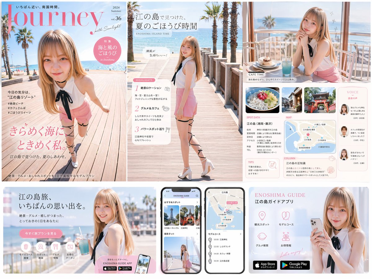实景女性旅行杂志设计 AI image prompt result