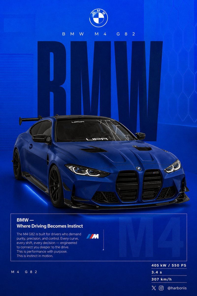 BMW M4 G82 blue poster: GPT Image 2 prompt AI image prompt result