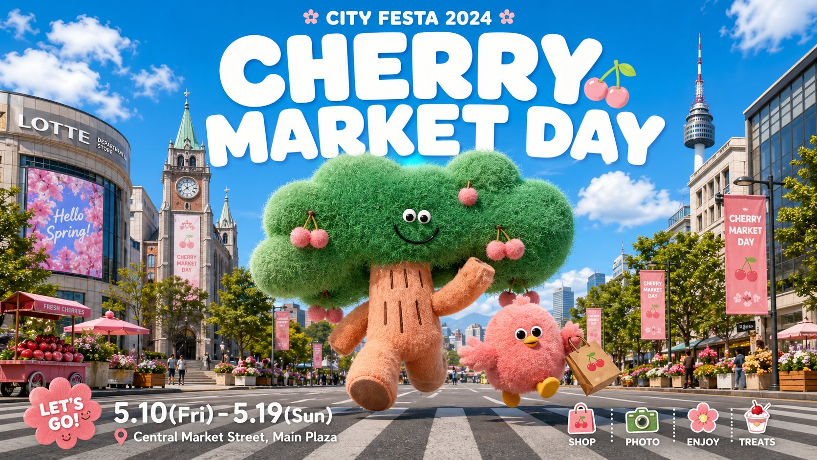Cherry Market Day AI image prompt example