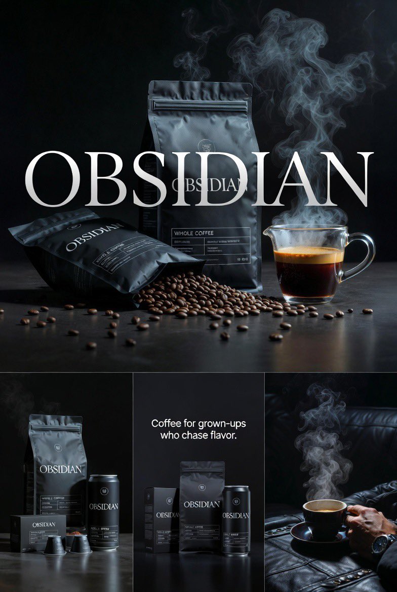 Obsidian coffee 4-image ad: GPT Image 2 prompt AI image prompt result