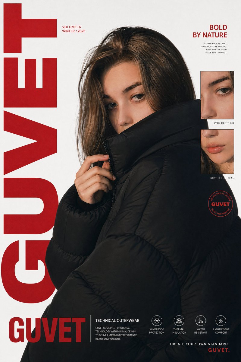 Black puffer editorial portrait: GPT Image 2 prompt AI image prompt result