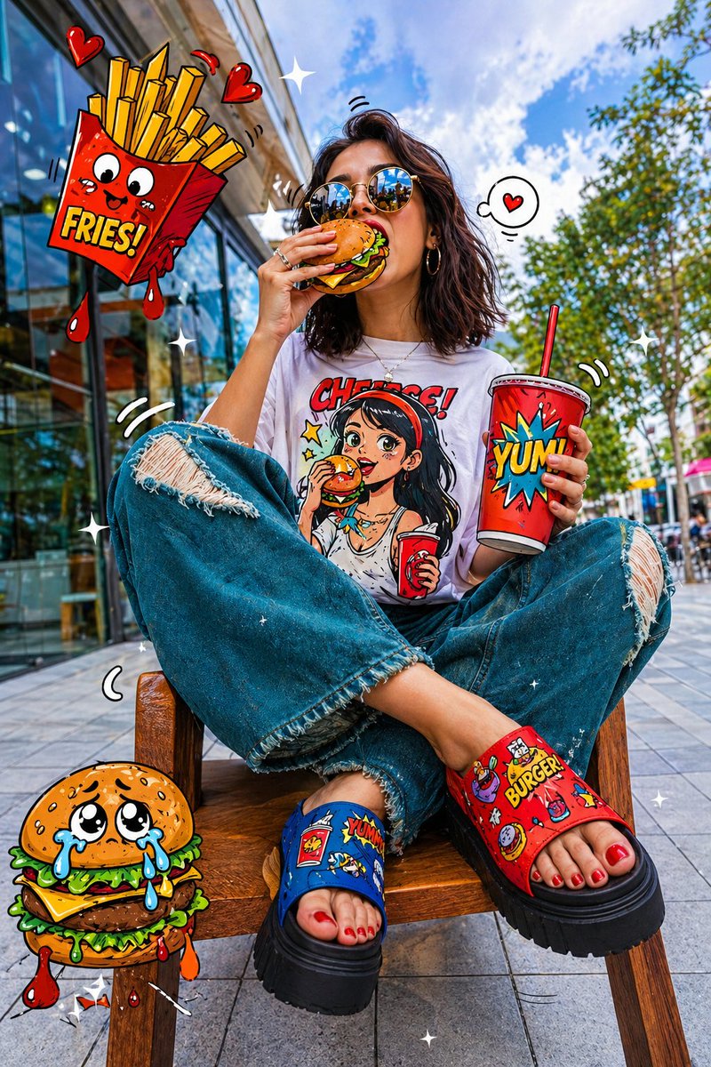 Cartoon burger comic-pop portrait: GPT Image 2 prompt AI image prompt result