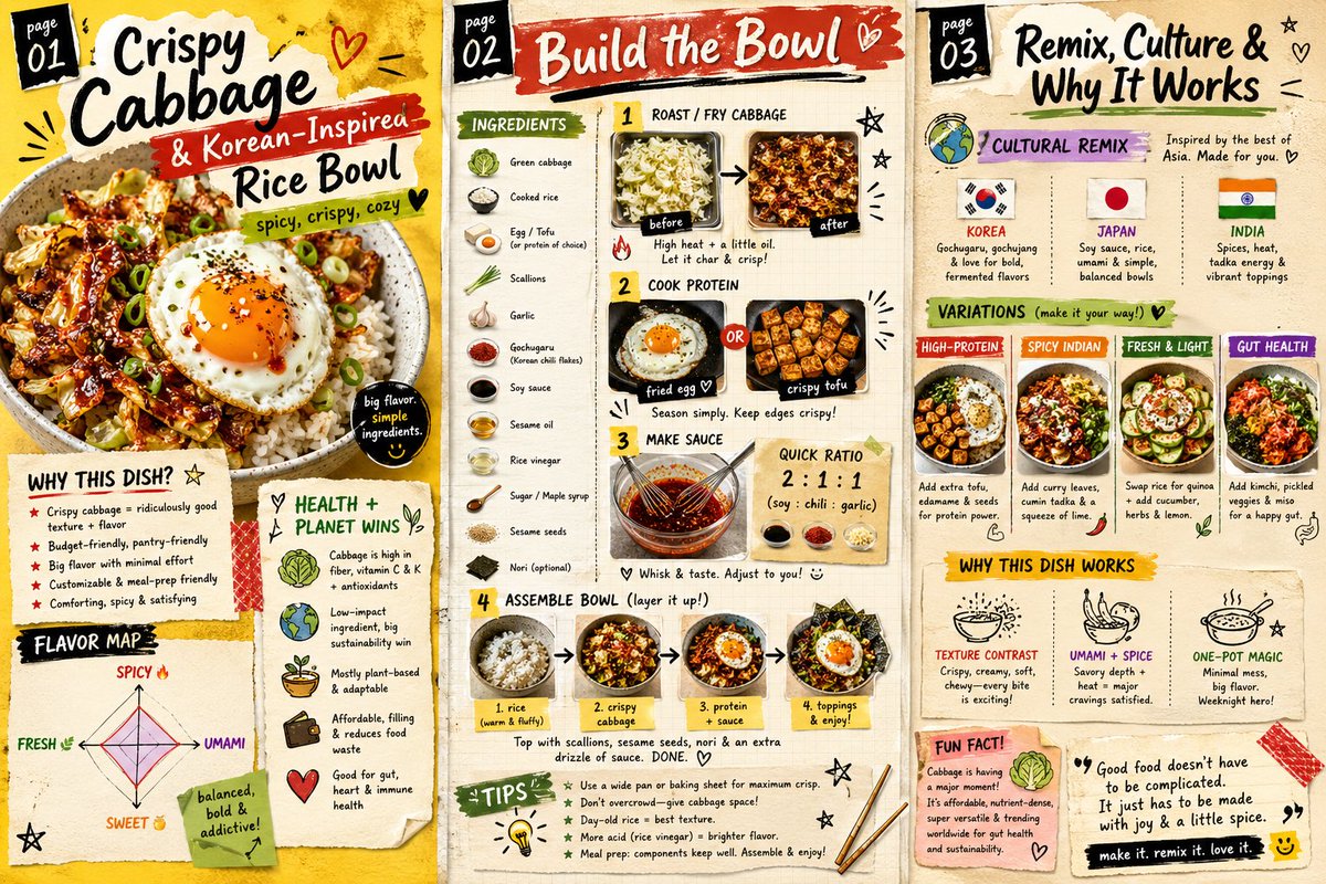 Korean rice bowl 3-page magazine: GPT Image 2 prompt AI image prompt result