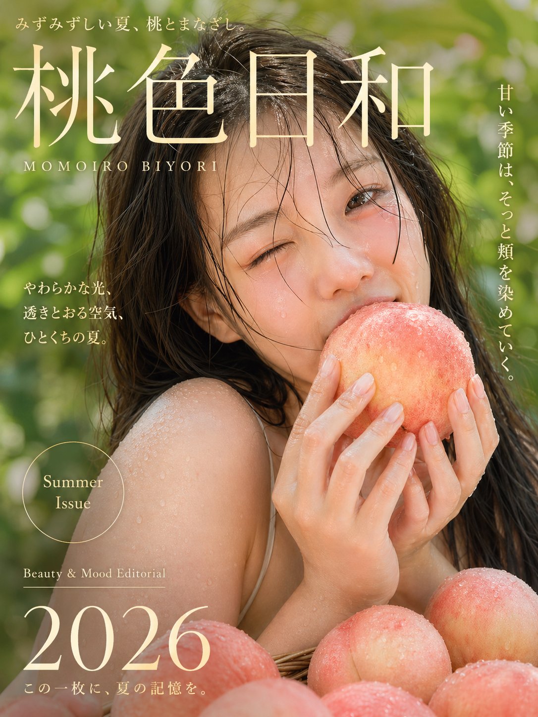 Japanese peach magazine cover: GPT Image 2 prompt AI image prompt result