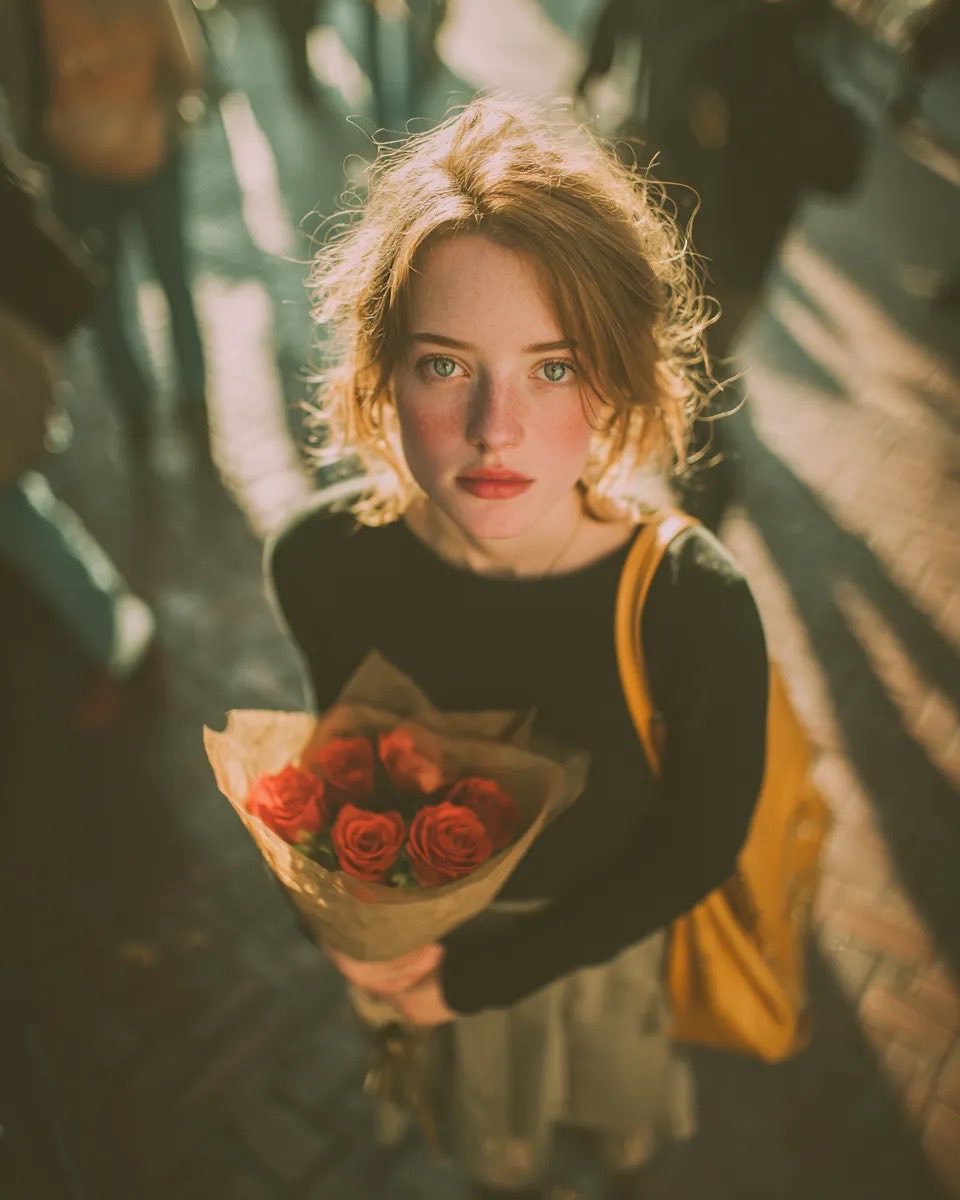 Top-down rose bouquet golden hour: GPT Image 2 prompt AI image prompt result