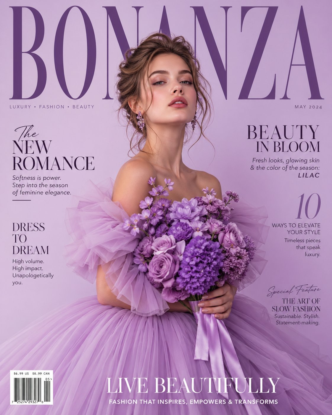 Lavender tulle couture cover: GPT Image 2 prompt AI image prompt result