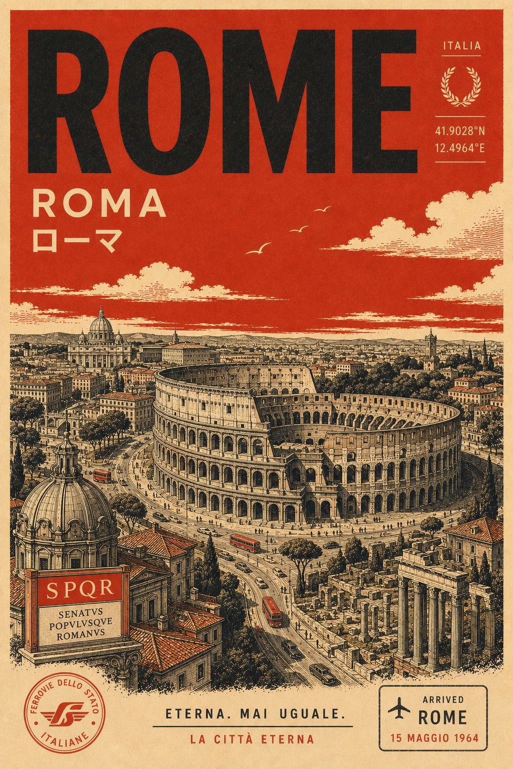 Retro mid-century city travel poster: GPT Image 2 prompt AI image prompt result