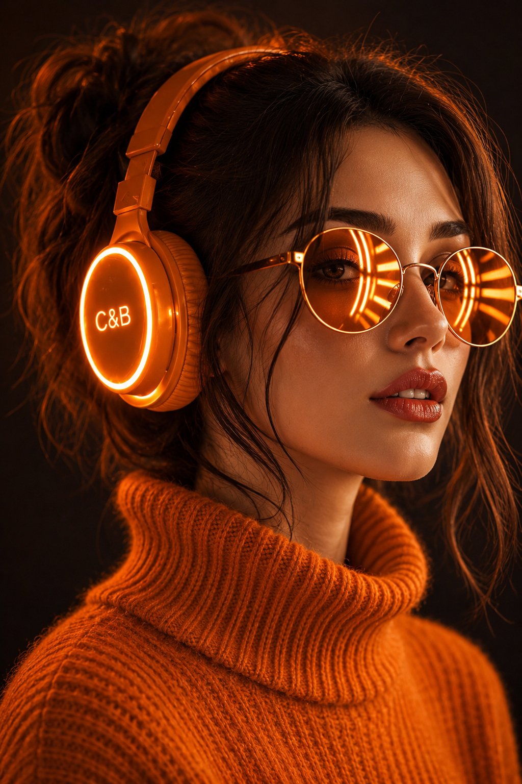 Neon green cyberpunk headphones portrait JSON: GPT Image 2 prompt AI image prompt result