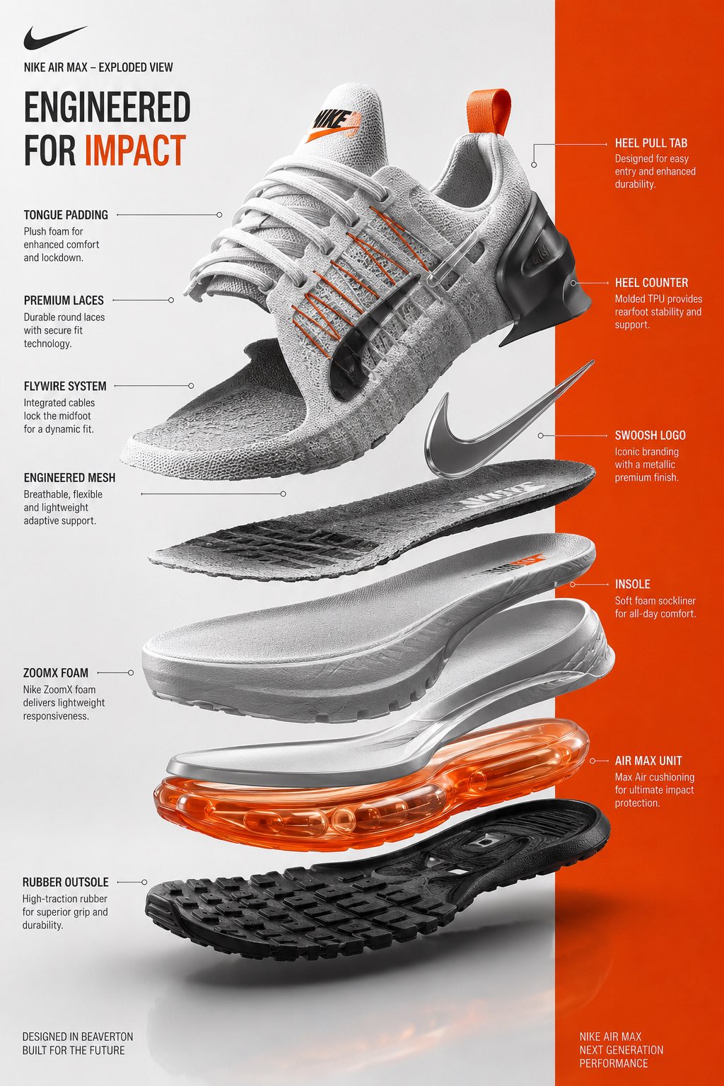 Nike sneaker exploded-view infographic: GPT Image 2 prompt AI image prompt result
