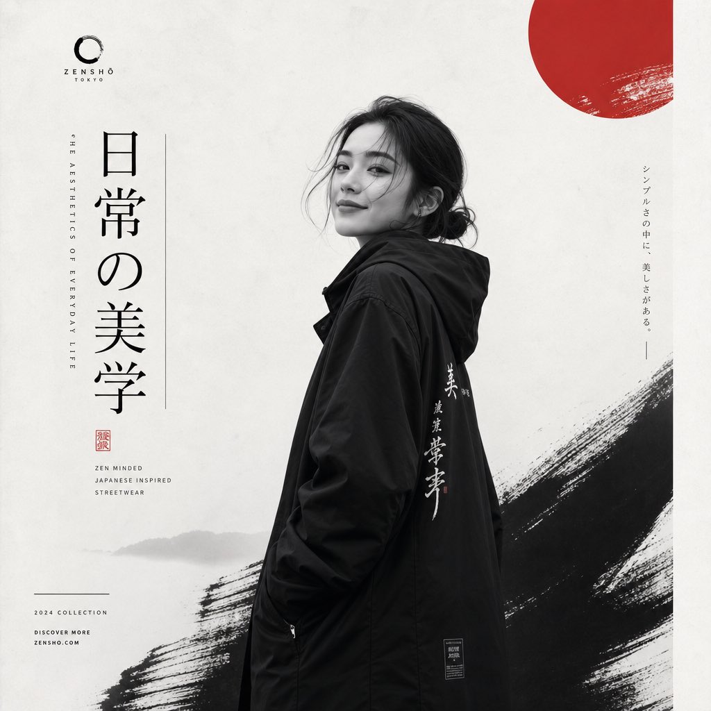 Japanese minimalist monochrome fashion poster: GPT Image 2 prompt AI image prompt result