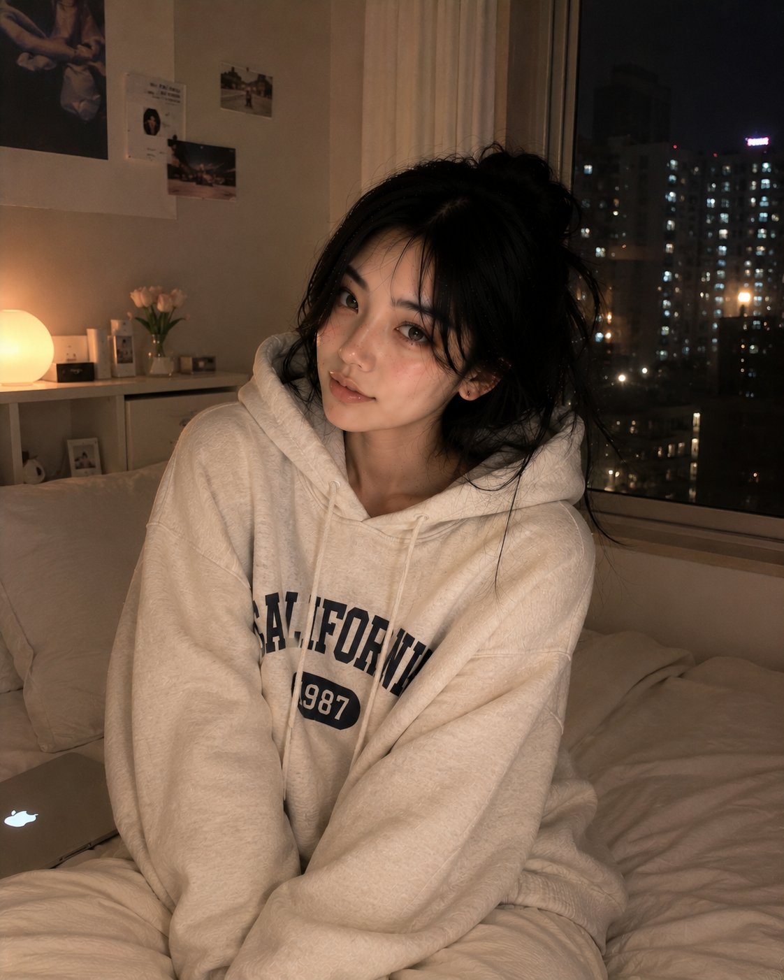 Cozy Korean bedroom night portrait: GPT Image 2 prompt AI image prompt result