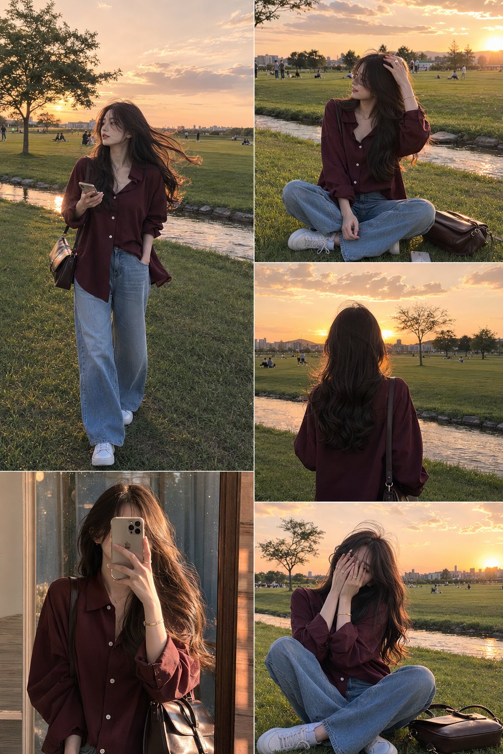 Korean fashion collage at golden hour: GPT Image 2 prompt AI image prompt result