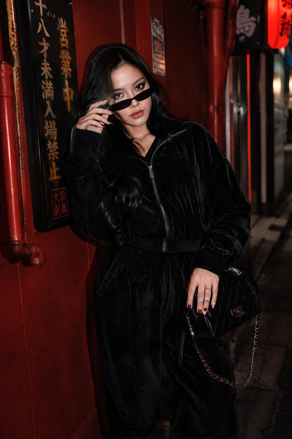 Tokyo night street fashion portrait with sakura nail art: GPT Image 2 prompt AI image prompt result