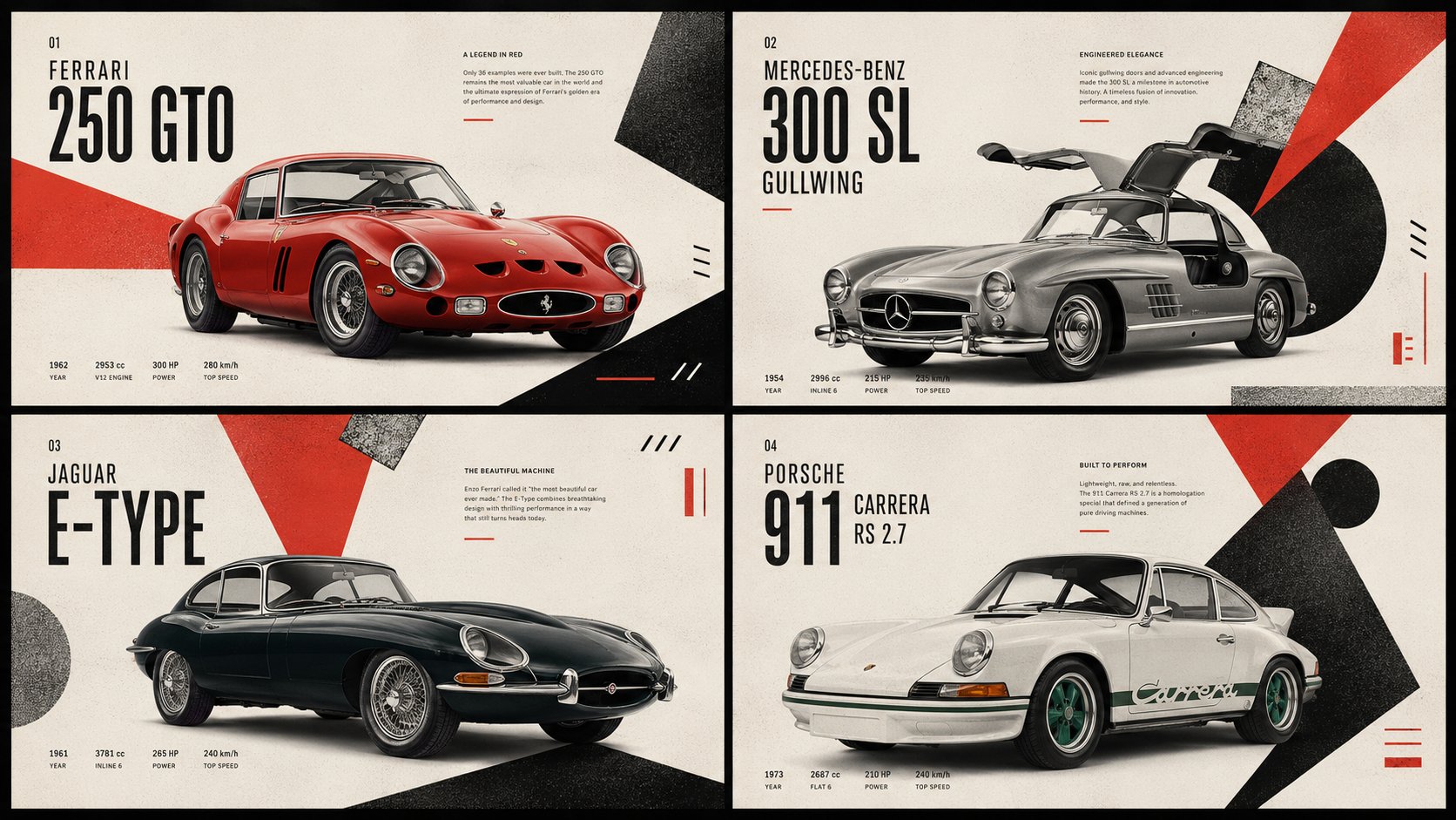 Classic cars constructivist editorial poster: GPT Image 2 prompt AI image prompt result